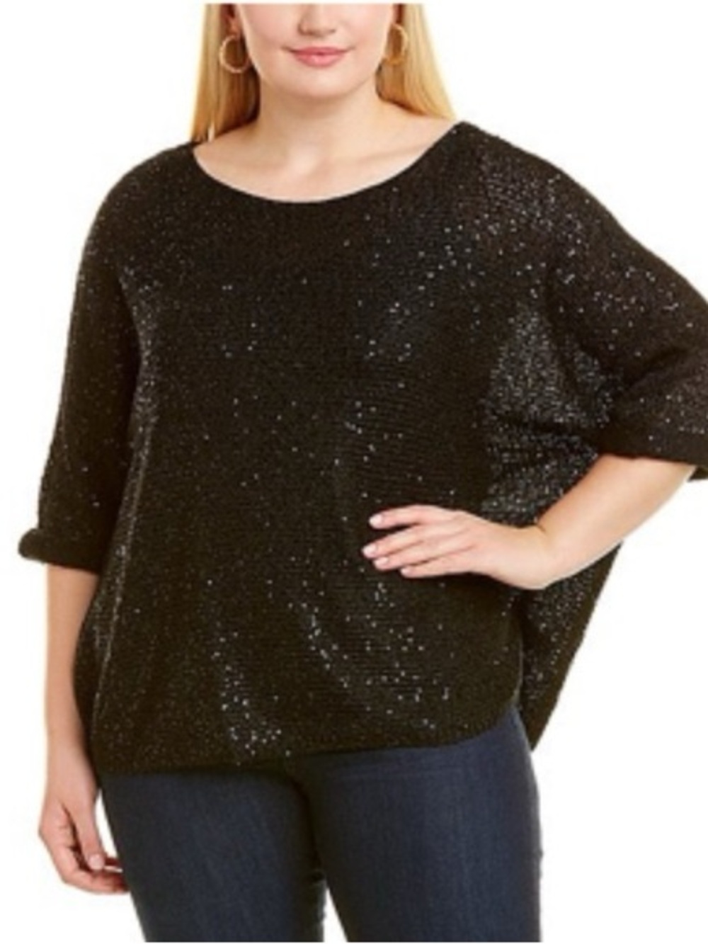 NIC+ZOE Black Sequin Knit Top